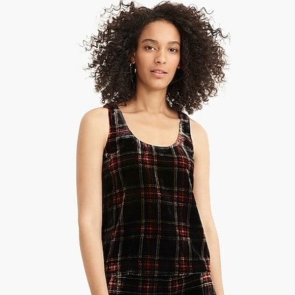 🔥 J. Crew Velvet Tank Top in Stewart Tartan - Picture 1 of 6